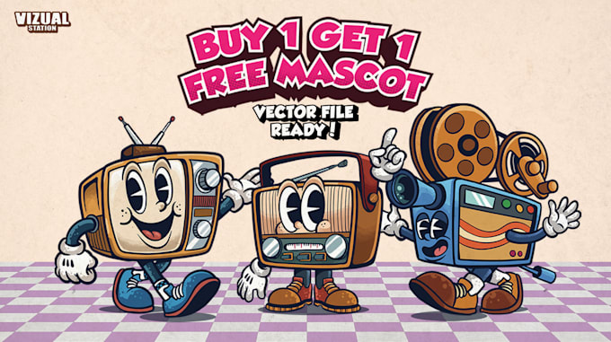 Gig Preview - Design retro vintage cartoon for character mascot