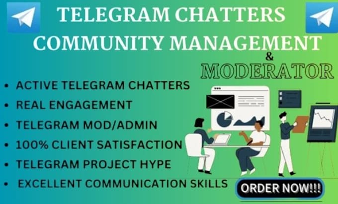 Gig Preview - Be telegram community manager, hype or admin with 10 chatters in crypto project