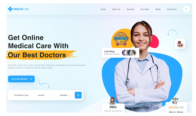 Gig Preview - Build medical website healthcare recruitment agency healthcare website clinic