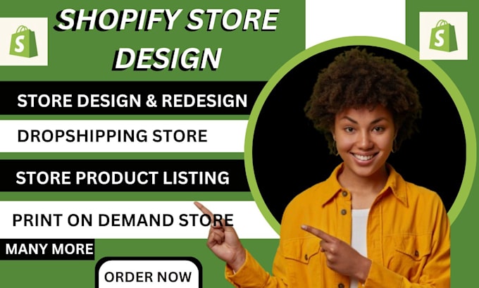 Gig Preview - Do shopify website design and redesign shopify store design shopify dropshipping