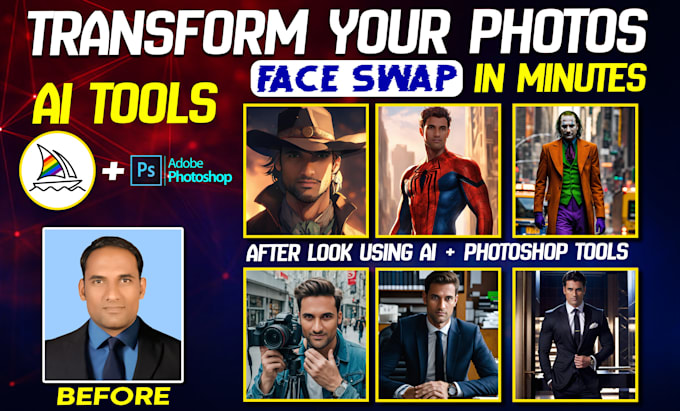 Gig Preview - Transform your photos unbelievable face swaps in minutes