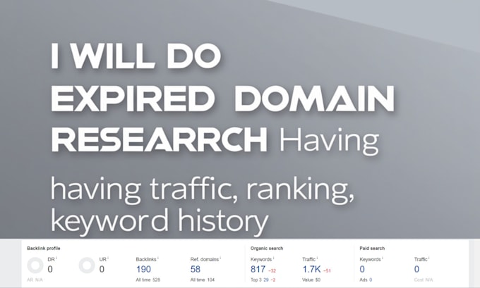 Gig Preview - Do expired domain research having traffic, ranking keyword history