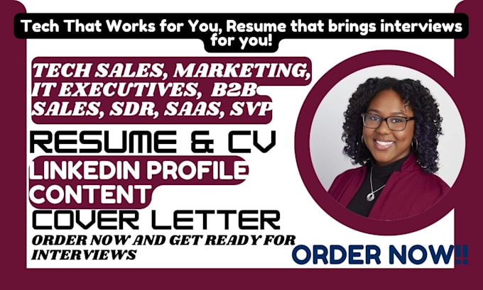 Gig Preview - Write tech sales resumes IT executives ats marketing CV, sdr, saas svp b2b sales