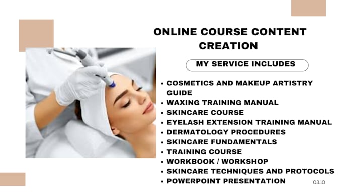 Gig Preview - Create eyelashes online course, skincare, cosmetics, makeup, wax training manual