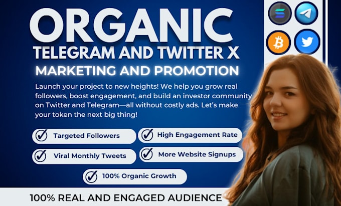 Gig Preview - Do organic growth with twitter x promotion, and crypto telegram marketing