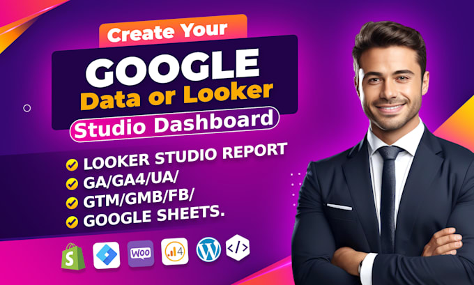 Gig Preview - Create google data studio dashboard or looker studio from ga4, gsheet,fb