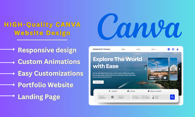 Gig Preview - Create attractive website using canva