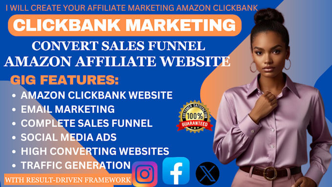 Gig Preview - Craft clickbank affiliate marketing converting sales funnel amazon website