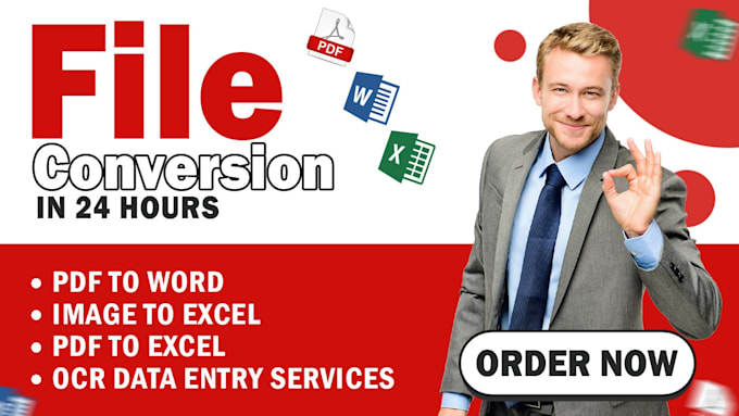 Gig Preview - Pdf to excel convert image to word typing data entry fastest convert files