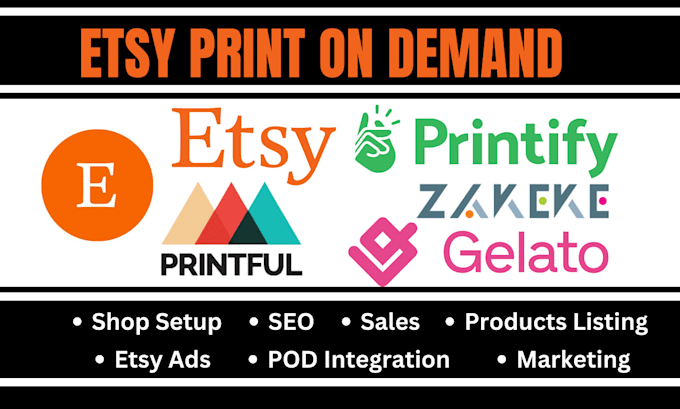 Gig Preview - Create and manage etsy print on demand pod products shop with SEO ads for sales