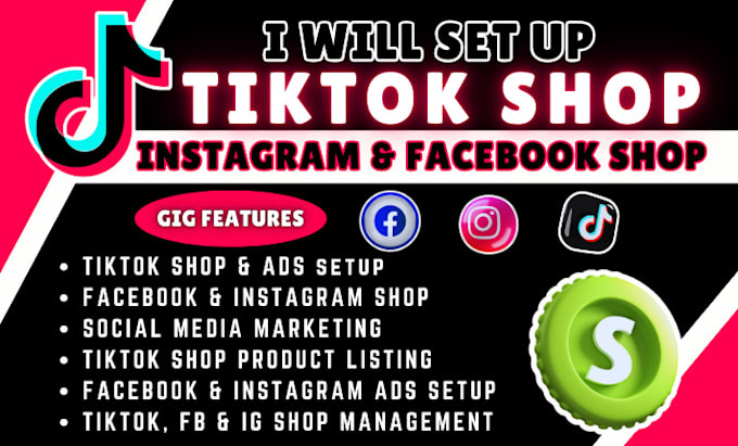 Gig Preview - Fix or setup tiktok shop, facebook shop, instagram shop or tiktok ads manager