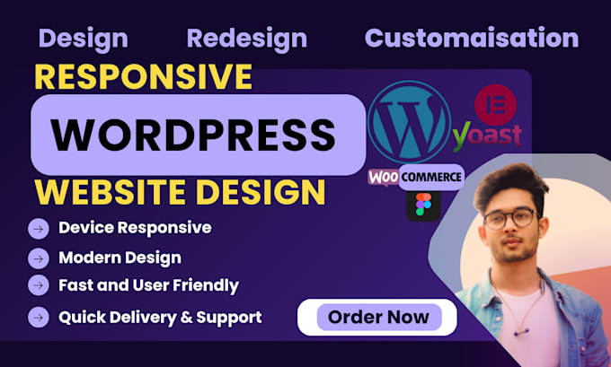 Gig Preview - Design, redesign responsive wordpress website development, theme customization