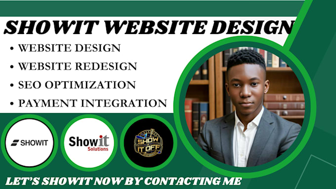 Gig Preview - Design and redesign custom showit website seo optimization payment integration