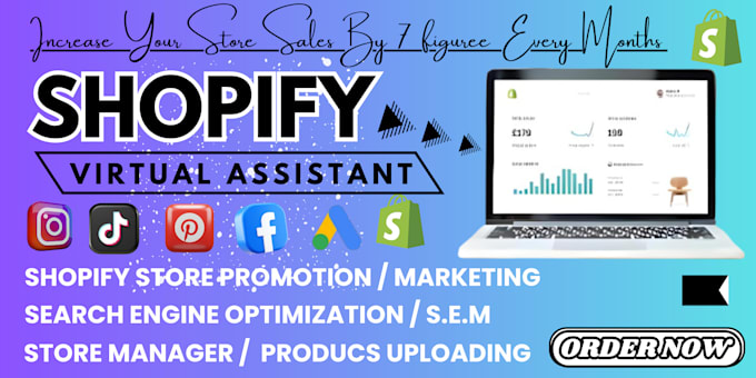 Gig Preview - Be shopify amazon virtual assistant, shopify marketing and shopify store manager