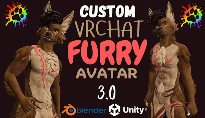 Gig Preview - Custom vrchat avatar 3d model furry avatar fursona vr character vrc nsfw avi