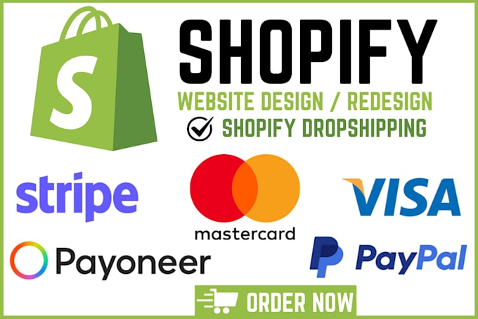 Gig Preview - Shopify website design, shopify dropshipping store, shopify payment gateway