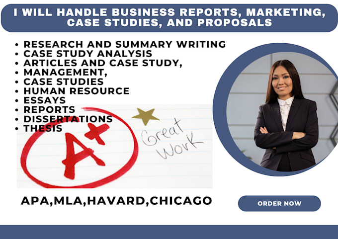 Gig Preview - Handle business reports, marketing, case studies, and proposals