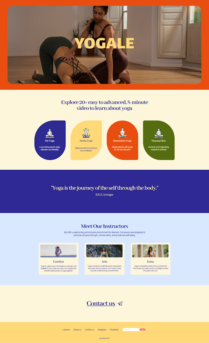 Gig Preview - Design a landing page for your yoga, fitness, and personal training business