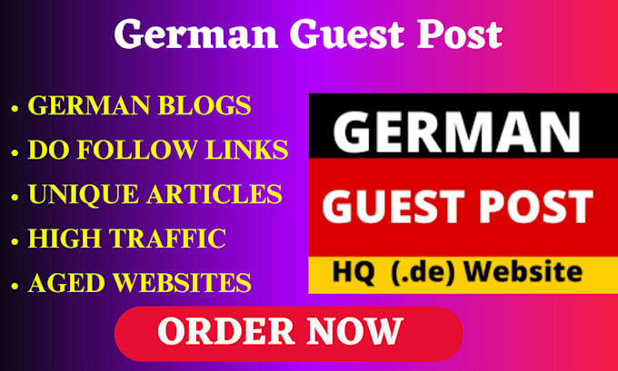 Gig Preview - Do high da german guest post dofollow seo backlinks building for google ranking