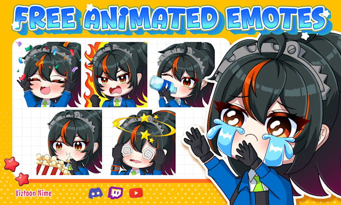 Gig Preview - Create twitch or sub badges animated emotes for vtuber, stream and discord