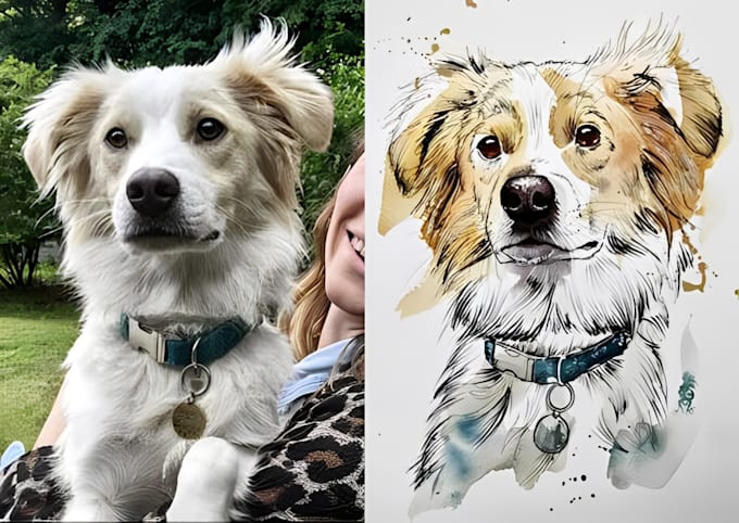 Bestseller - draw your pet portrait with amazing watercolors