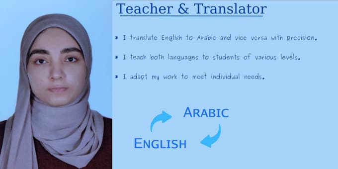 Gig Preview - Teach you english or arabic from scratch or improve your skills