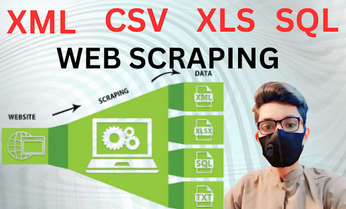 Gig Preview - Do web scraping data extraction to csv,json,xml and database