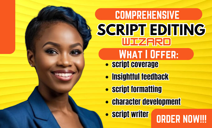 Gig Preview - Do script editing, script coverage, scriptwriter, script feedback, screenwriter