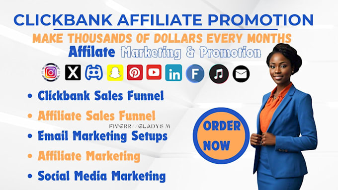 Gig Preview - Clickbank affiliate link promotion affiliate referral link promotion marketing