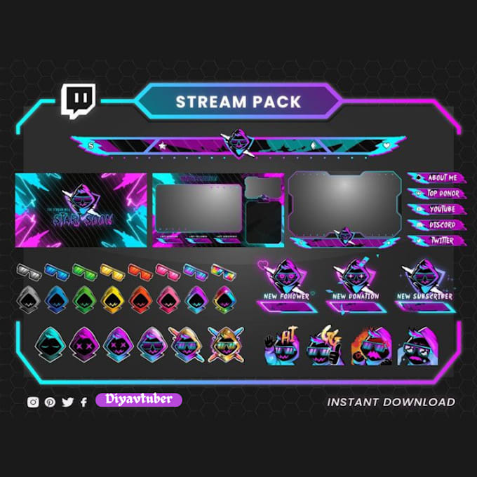 Bestseller - design vtuber stream overlay anime twitch or youtube overlay