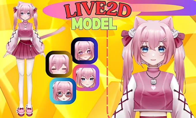 Gig Preview - Design live2d vtuber model pngtuber 2dvtuber anime avatar live2d model