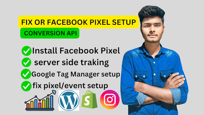 Gig Preview - Setup or fix facebook pixel, conversion API server site tracking, GTM ga4 issues