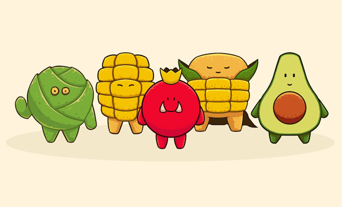 Gig Preview - Draw cute fruit and vegetable characters illustration