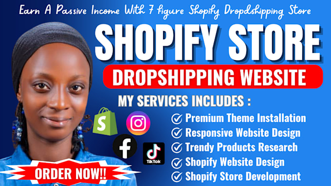 Gig Preview - Build 7 figure shopify dropshipping store, shopify website, shopify dropshipping