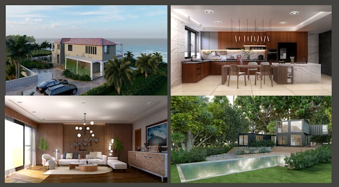 Gig Preview - Create realistic 3d rendering for your house villa or apartment