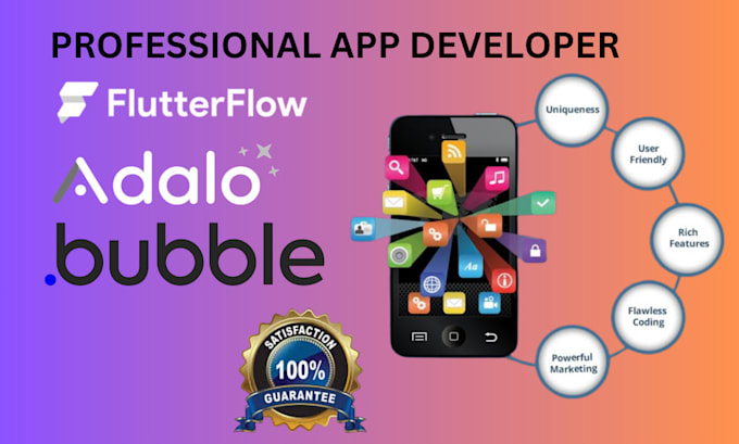 Gig Preview - Build or develop your bubble adalo flutterflow mobile and web application, IOS