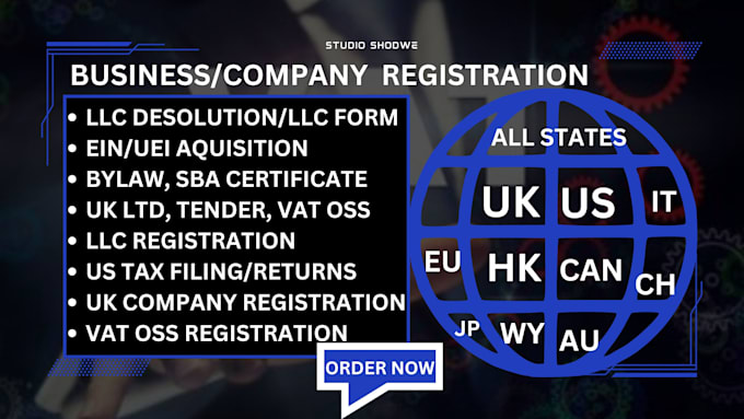 Gig Preview - Do uk company registration for uk, non uk, utr, uk tender, vat oss desolve llc