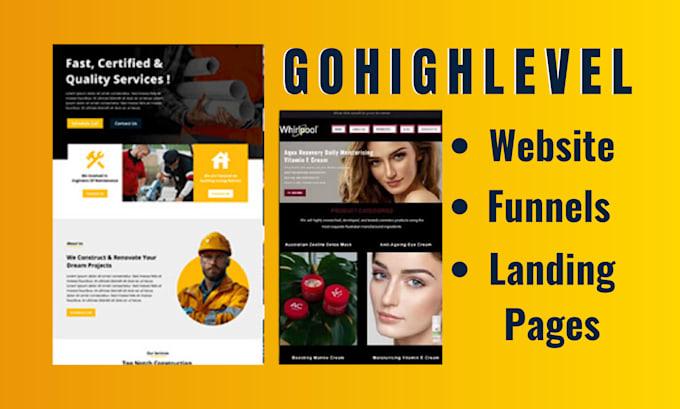 Gig Preview - Build clone gohighlevel funnels go high level landing pages ghl websites expert