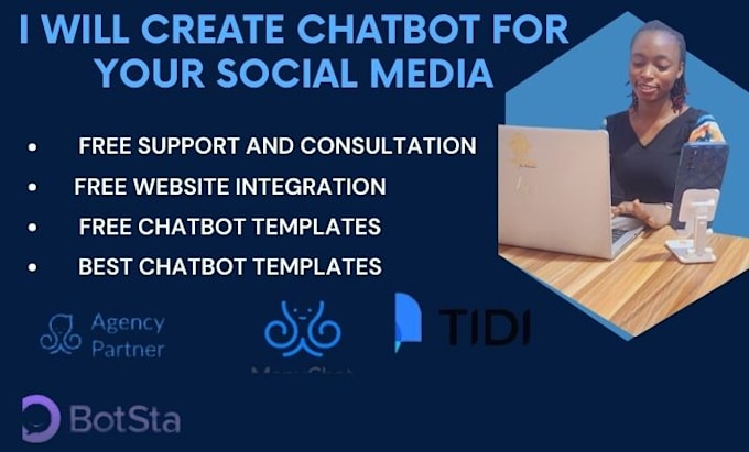 Gig Preview - Set up chatbox for social media platforms, website using manychat,chatfuel,tidio