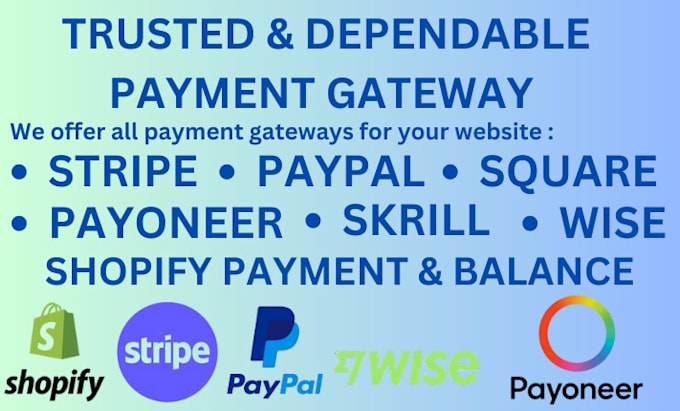 Gig Preview - Setup verified shopify payment gateway wise square stripe paypal for your web