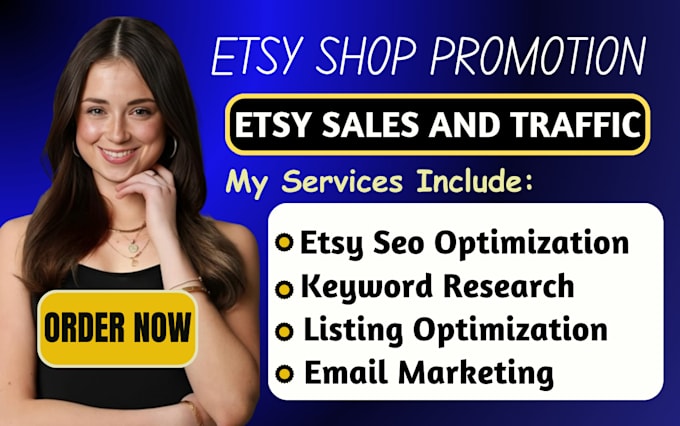 Gig Preview - Do etsy promotion, etsy shop promotion to boost etsy sales, etsy traffic and SEO