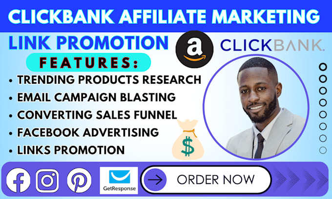 Gig Preview - Do clickbank affiliate marketing link promotion affiliate sales funnel website