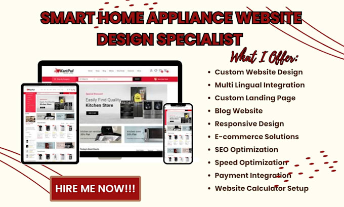 Gig Preview - Smart home appliances website laundry, kitchen appliance store appliance repair