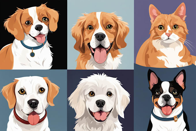 Gig Preview - Draw your cat, dog, or any pet into cartoon vector portrait