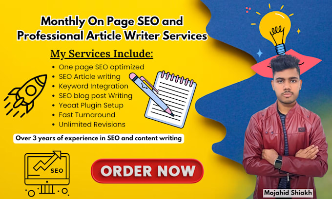 Gig Preview - Monthly on page SEO and professional article writer services