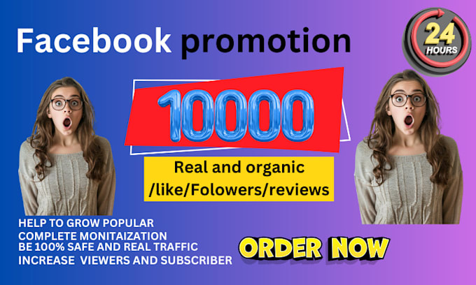 Gig Preview - Buy 1000 facebook page like and followers organically