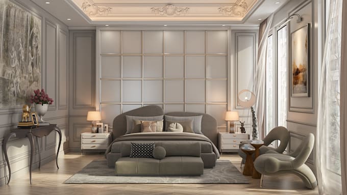 Gig Preview - Provide bedroom design with quality 3d renders