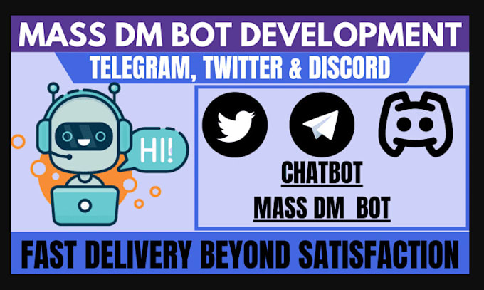 Gig Preview - Create automated telegram bot, discord bot, twitter bot, youtube bot mass dm bot