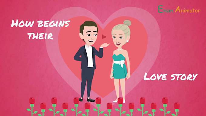 Gig Preview - Create a 2d romantic love story, proposal, and wedding invitation video