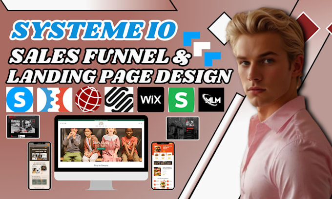 Gig Preview - Do systeme io sales funnel, clickfunnels landing page, or wix website